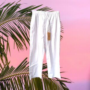 Sailwind size M loose fit white linen blend pants NEW